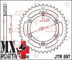 IRON SPROCKET KTM 690 2008-2018 JT JTR897.48 48 denti Diametro 125 mm - Passo 520 - Vers. SC: Autopulente e con zincatura nera