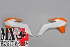 FIANCHETTI RADIATORE KTM EXC 125 2014-2016 UFO PLAST KT04052999W BIANCO-ARANCIO OEM 15-16