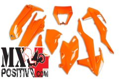 COMPLETE PLASTIC KIT KTM EXC 125 2017-2019 UFO PLAST KTKIT523127 CON PORTAFARO ARANCIO